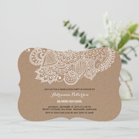 Graduation Party | Rustic Paisley Pattern Kaart (Staand voorkant)
