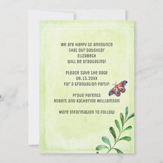 Graduation Party Rustic Sign Sla de datum op Kaart (Achterkant)