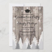 Graduation Party Rustic Winter Forest Trees Invite Kaart (Voorkant)