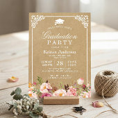 Graduation Party | Rustige Floral Lijst Kraft Kaart