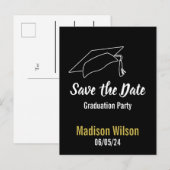 Graduation Party Save the Date Aankondigingskaart (Voorkant / Achterkant)