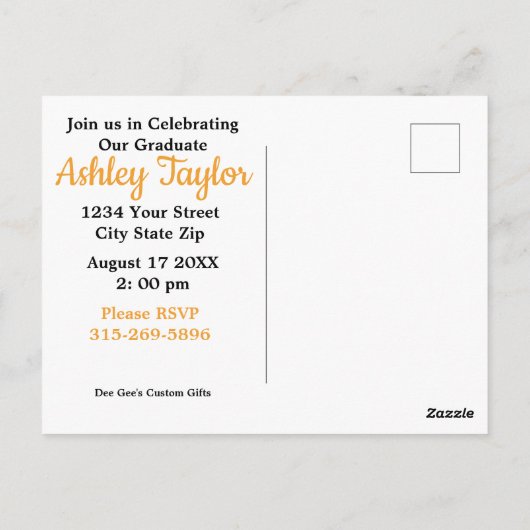 Graduation Party Save the Date Briefkaart (Achterkant)