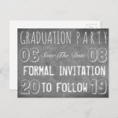 Graduation Party Save the Date Chalkboard look Briefkaart (Voorkant / Achterkant)