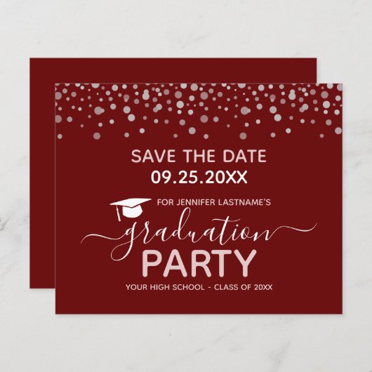 Graduation Party Save the Date Invitation (Voorkant / Achterkant)