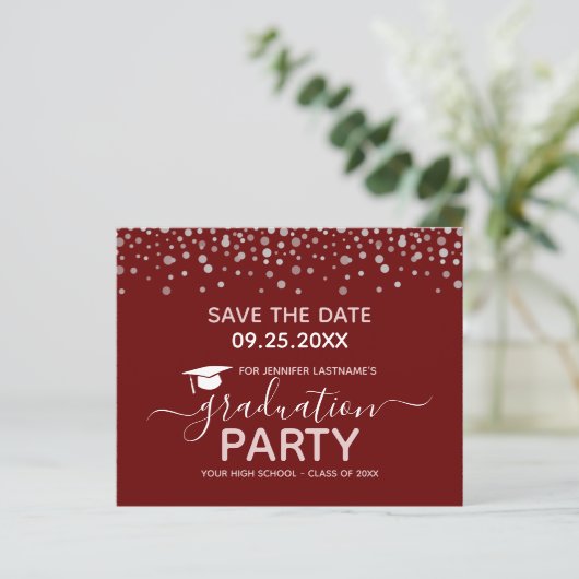 Graduation Party Save the Date Invitation (Staand voorkant)
