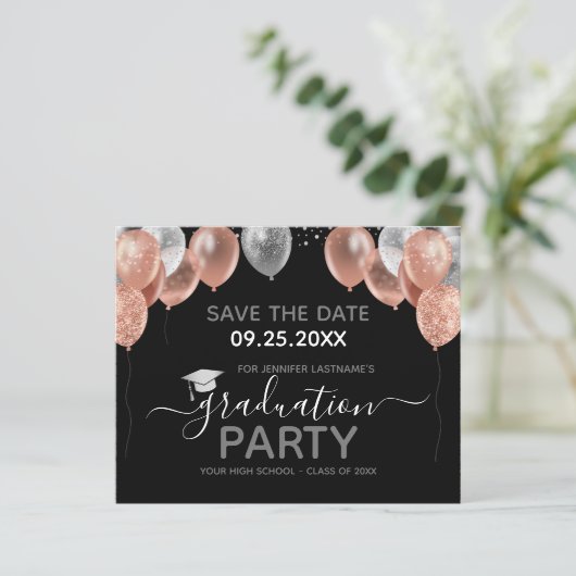 Graduation Party Save the Date Invitation (Staand voorkant)