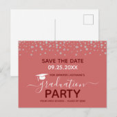 Graduation Party Save the Date Invitation Briefkaa Briefkaart (Voorkant / Achterkant)