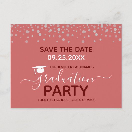 Graduation Party Save the Date Invitation Briefkaa Briefkaart (Voorkant)