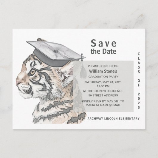Graduation Party Save the Date Invitation Briefkaa Uitnodiging Briefkaart (Voorkant)