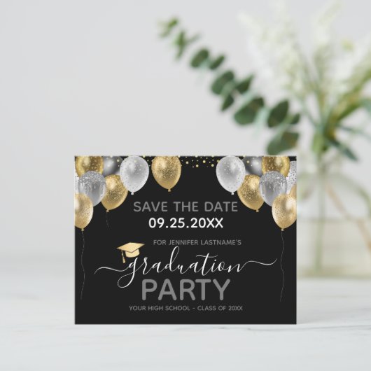 Graduation Party Save the Date Invitation Briefkaart (Staand voorkant)