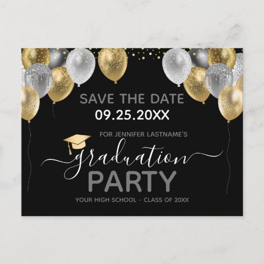 Graduation Party Save the Date Invitation Briefkaart (Voorkant)