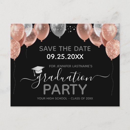 Graduation Party Save the Date Invitation Briefkaart (Voorkant)