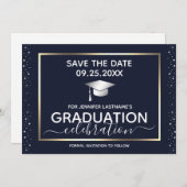 Graduation Party Save the Date Invitation Kaart (Voorkant / Achterkant)