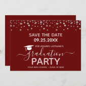 Graduation Party Save the Date Invitation Kaart (Voorkant / Achterkant)