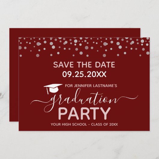 Graduation Party Save the Date Invitation Kaart (Voorkant / Achterkant)