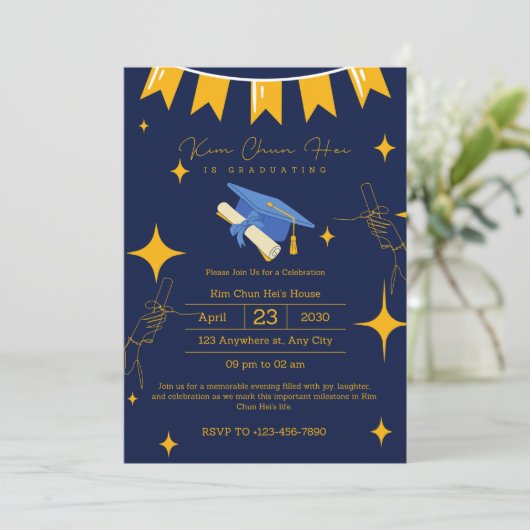 Graduation Party Save the Date Invitation Kaart (Staand voorkant)