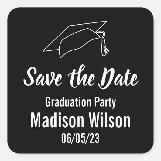 Graduation Party Save the Date Notice Vierkante Sticker (Voorkant)