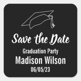Graduation Party Save the Date Notice Vierkante Sticker