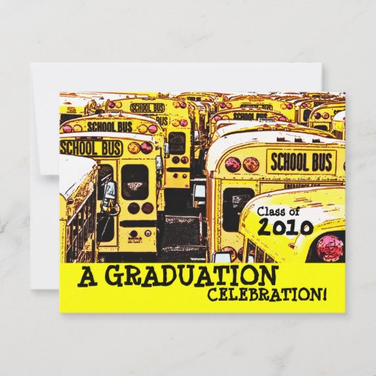Graduation Party School Bus Yellow Invitation Kaart (Voorkant)