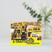 Graduation Party School Bus Yellow Invitation Kaart (Staand voorkant)