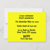 Graduation Party School Bus Yellow Invitation Kaart (Achterkant)