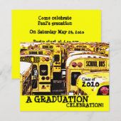Graduation Party School Bus Yellow Invitation Kaart (Voorkant / Achterkant)