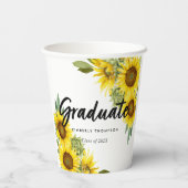 Graduation Party Script Celebration Sunflower Chic Papieren Bekers (Achterkant)