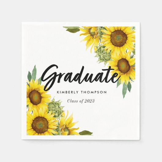 Graduation Party Script Celebration Sunflower Chic Servet (Voorkant)
