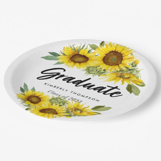 Graduation Party Script Celebration Sunflower Papieren Bordje (Gekanteld)