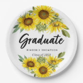 Graduation Party Script Celebration Sunflower Papieren Bordje (Voorkant)