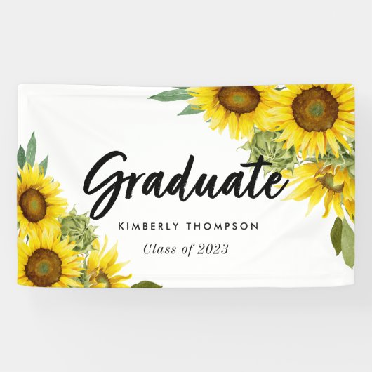 Graduation Party Script Celebration Sunflower Spandoek (Horizontaal)