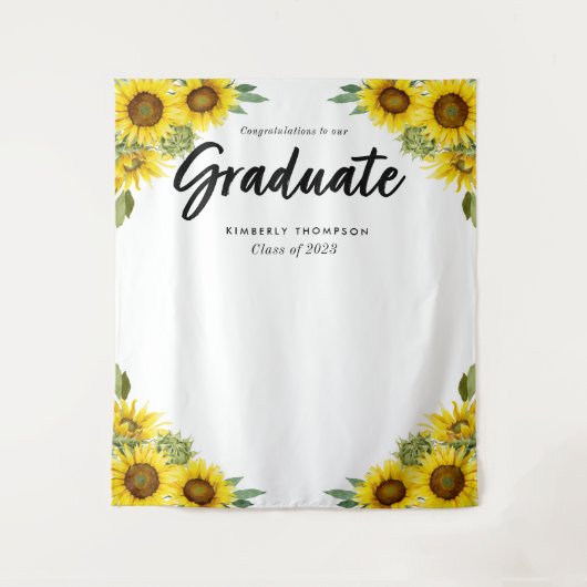 Graduation Party Script Celebration Sunflower Wandkleed (Voorkant)