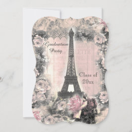 Graduation Party Shabby Chic Eiffel Tower & Rozen Kaart