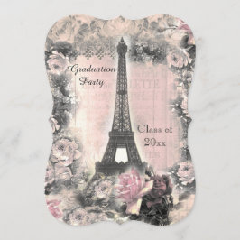 Graduation Party Shabby Chic Eiffel Tower & Rozen Kaart