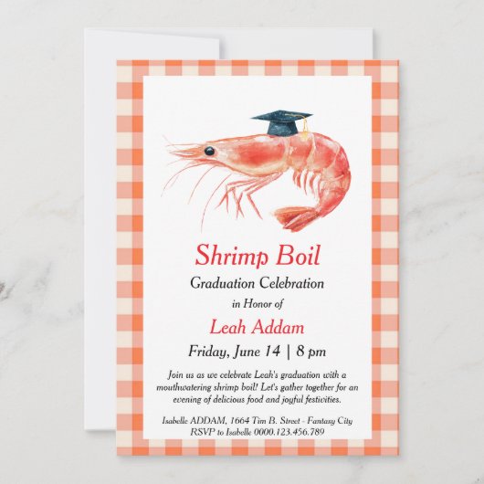 Graduation Party Shrimp Boil Invitation Kaart (Voorkant)