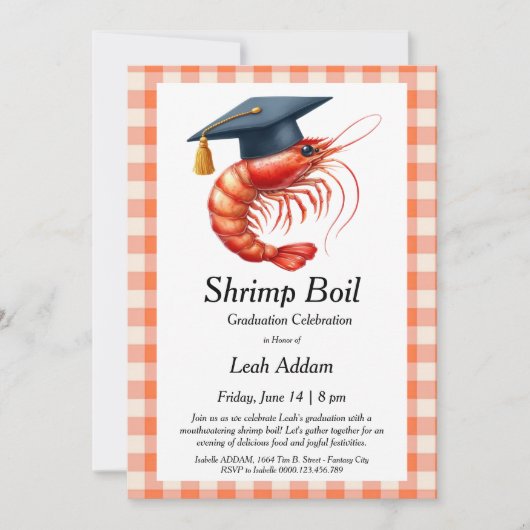 Graduation Party Shrimp Boil Invitation Kaart (Voorkant)