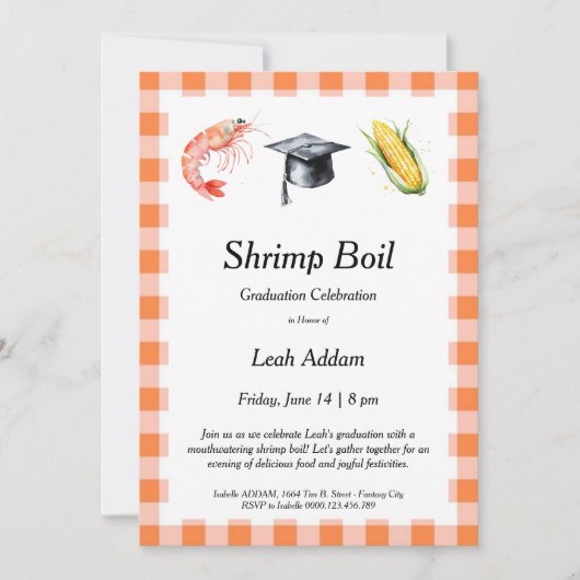 Graduation Party Shrimp Boil Invitation Kaart (Voorkant)