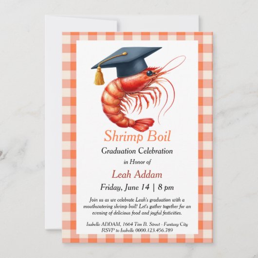 Graduation Party Shrimp Boil Invitation Kaart (Voorkant)