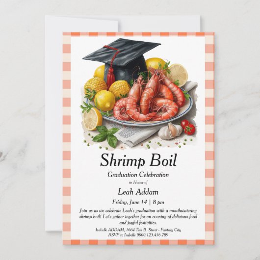Graduation Party Shrimp Boil Invitation Kaart (Voorkant)