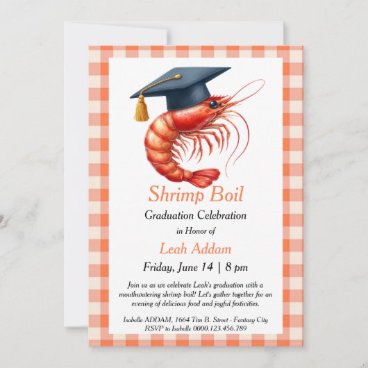 Graduation Party Shrimp Boil Invitation Kaart (Voorkant)
