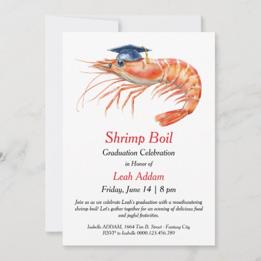 Graduation Party Shrimp Boil Invitation Kaart (Voorkant)