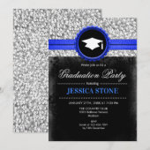 Graduation Party - Silver Black Royal Blue Kaart (Voorkant / Achterkant)