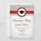 Graduation Party - Silver White Red Kaart (Voorkant)