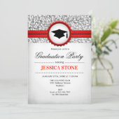 Graduation Party - Silver White Red Kaart (Staand voorkant)