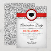 Graduation Party - Silver White Red Kaart (Voorkant / Achterkant)