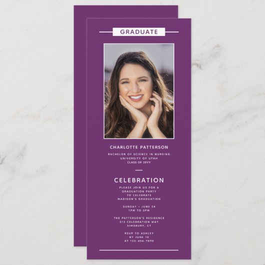 Graduation Party Simple Modern Photo QR Code Kaart (Voorkant / Achterkant)