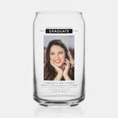 Graduation Party Simple Modern Script Photo Black Blikvorm Glas (Voorkant)