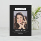 Graduation Party Simple Modern Script Photo Black Kaart (Staand voorkant)