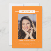 Graduation Party Simple Modern Script Photo Oranje Kaart (Voorkant)