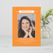 Graduation Party Simple Modern Script Photo Oranje Kaart (Staand voorkant)